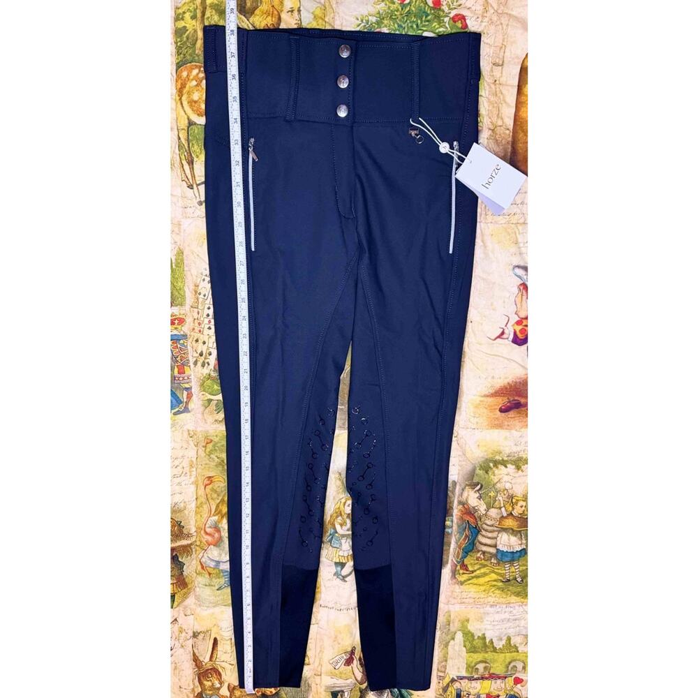 Horze Andrea High Waist Knee Patch Riding Tights Breeches US 24 EU 36 NWT Blue - Picture 10 of 15